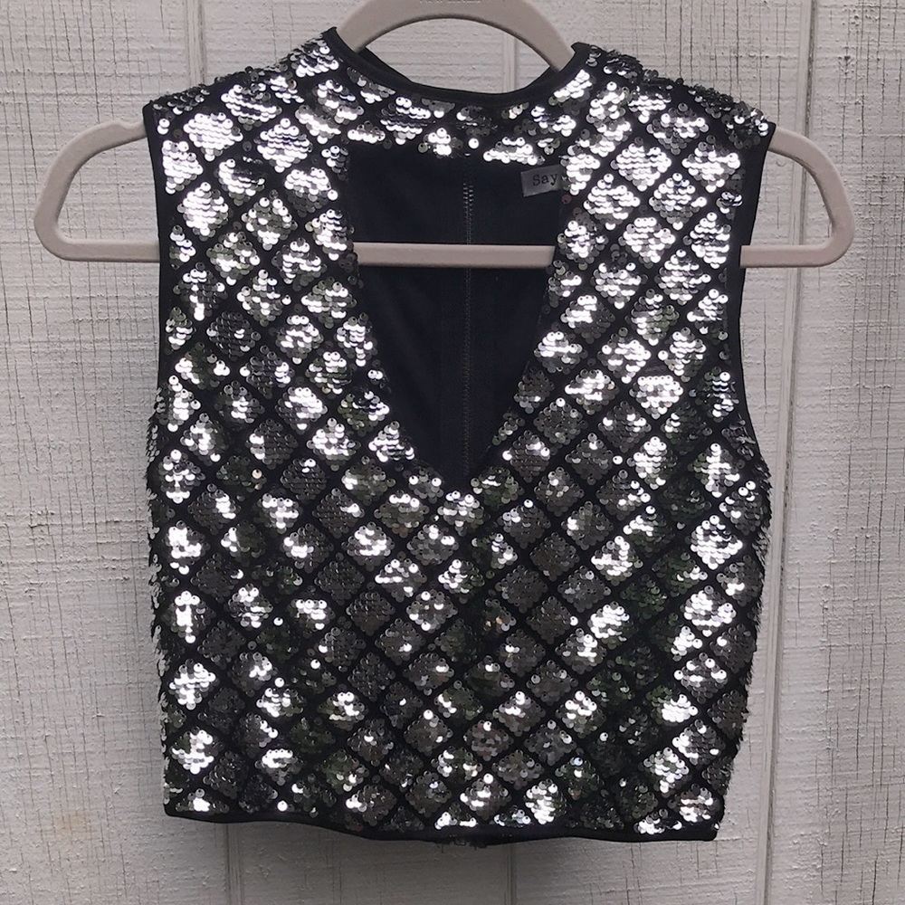 Say What? Sequin Crop Top